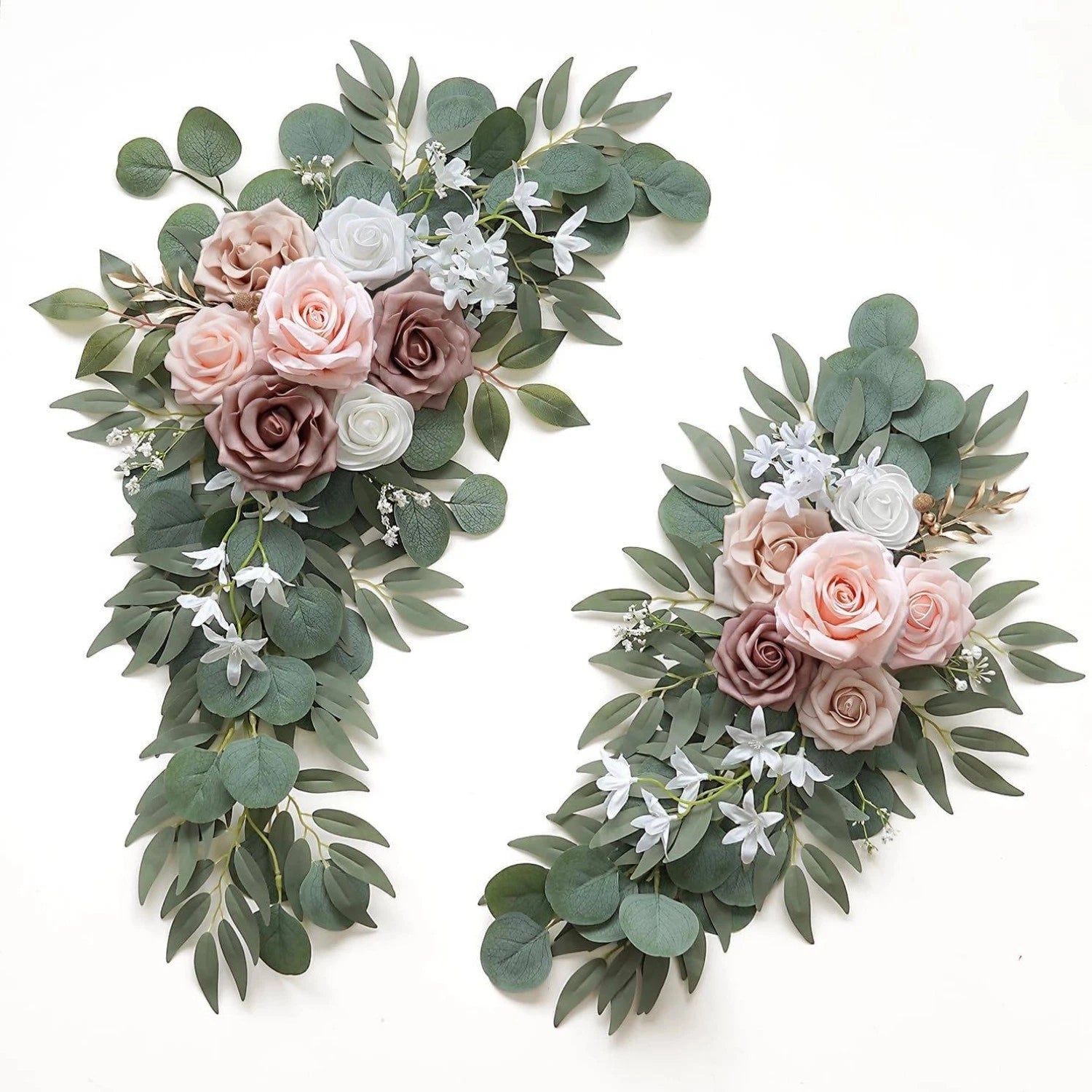Wedding Arch Flowers (Pack of 2), Artificial Dusty Rose Flowers for Wedding
